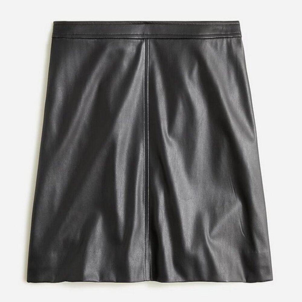 J. CREW Faux-Leather Mini Skirt Black Size 14 NWOT NEW